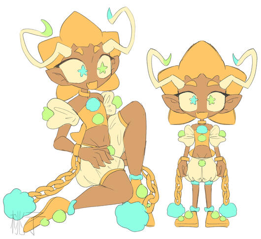 A character design based on the concept of a demon jester.