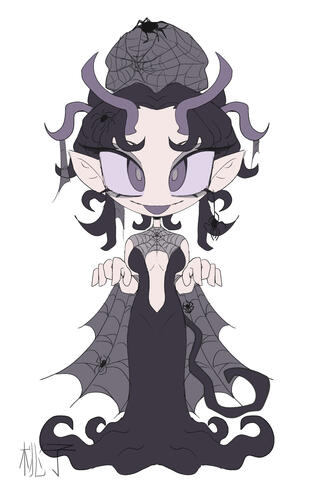 A character design based on the concept of a demon/vampire spider lady.